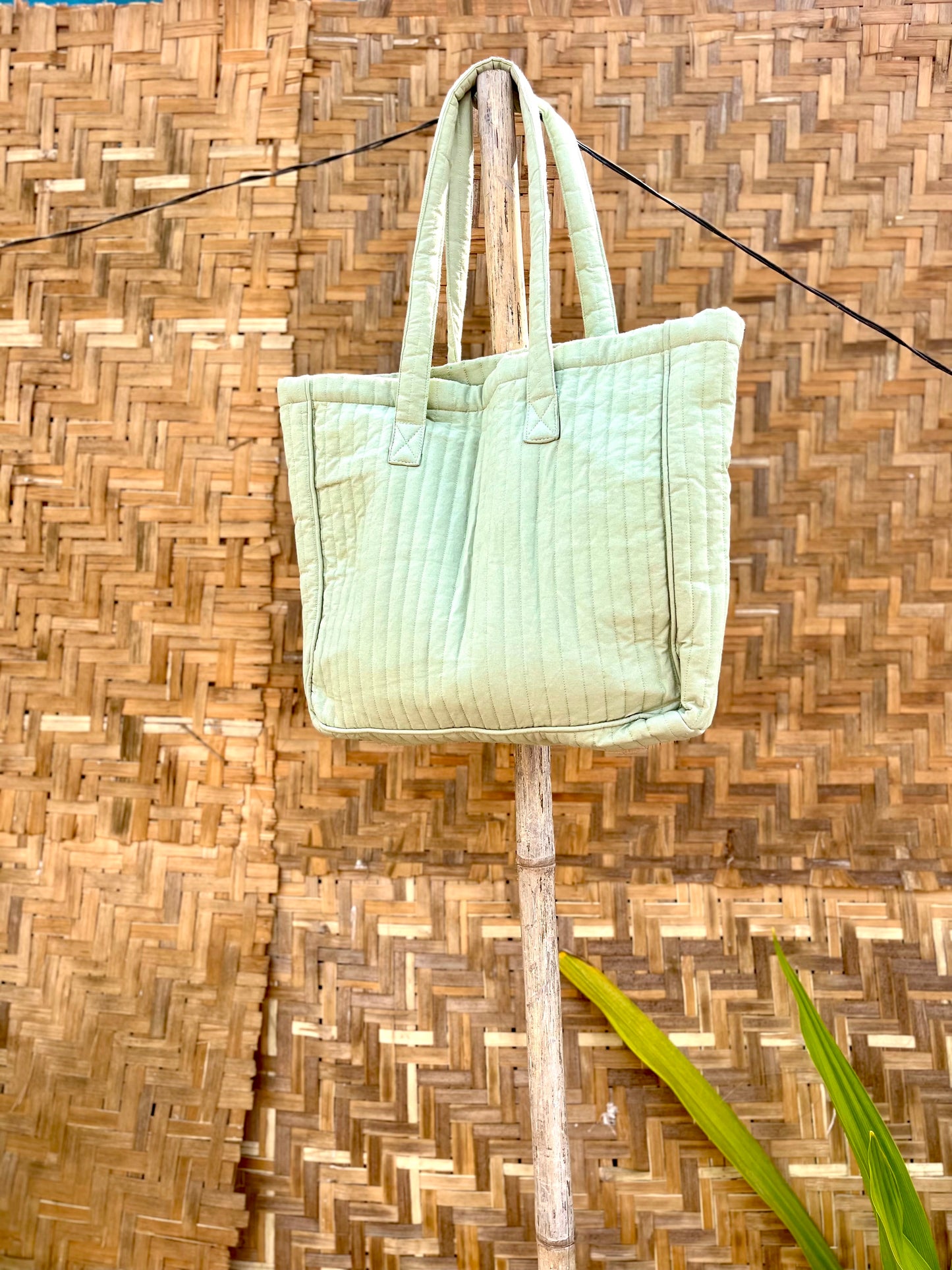 Mimi Quilted Shopper Green