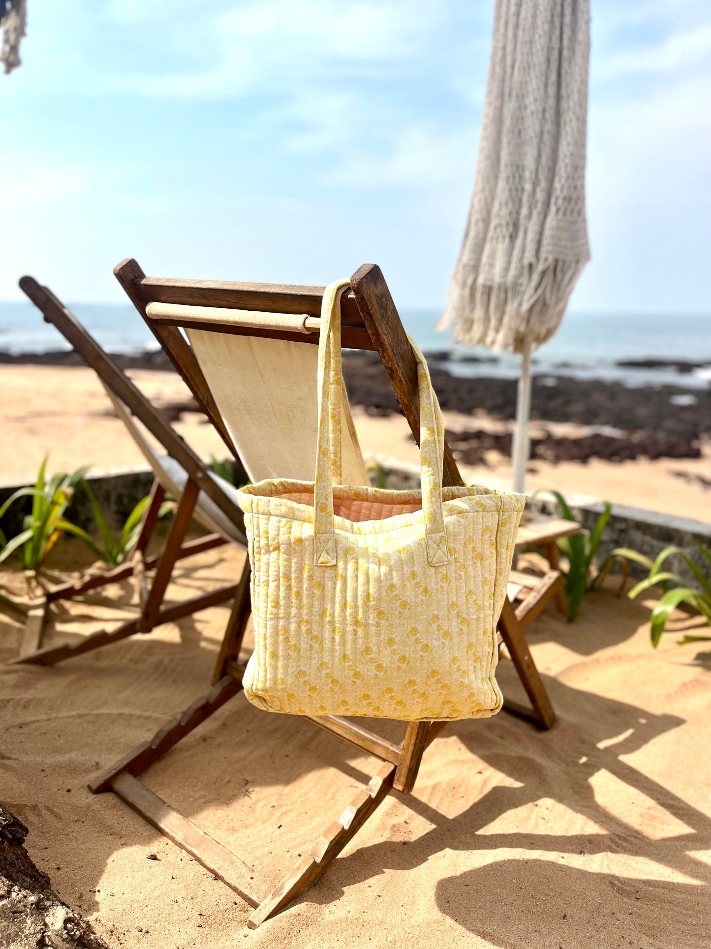 Mimi Quilted Shopper Yellow